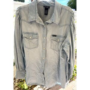 Wrangler Retro Women's Western Pearl Snap Denim Shirt Size XXL Work Classic
